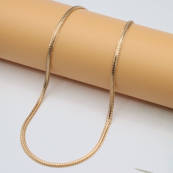 "Flat Woven Rose Gold Chain Necklace  Elegant Finish, XPNL0121 - Picture 1 of 12